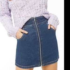 Forever 21 Denim Skirt -  zip down, with pockets